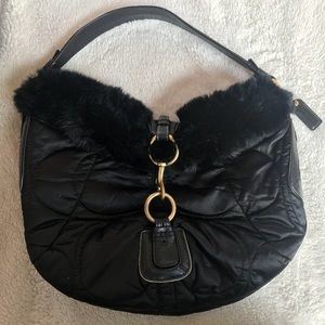 Coach black fur purse